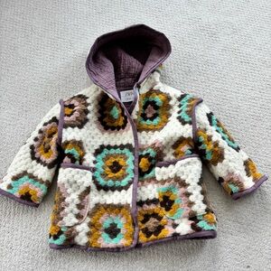 Zara Grandma Square Crochet coat